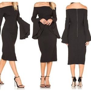 BARDOT X Revolve Solange Off Shoulder Bell Sleeve Midi Dress